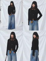 Black Detachable Fur Cardigan