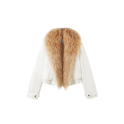 Polar Shearling Collar Denim Down Jacket