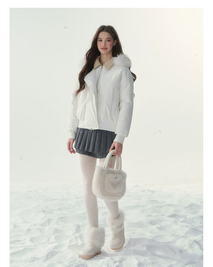 "Snow Envelope" Faux-fur Collar Down Coat