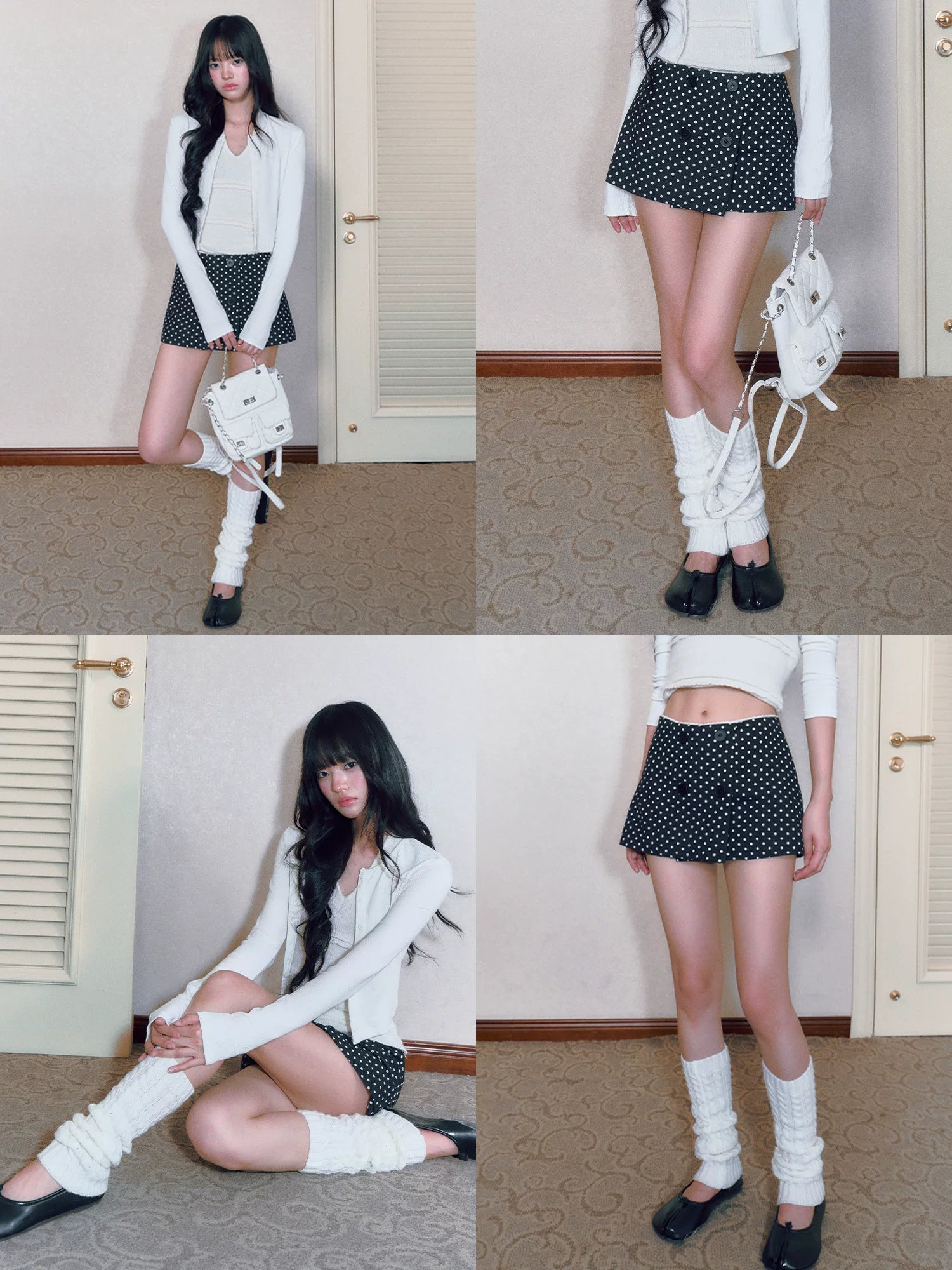 Black Polka Dot Layered  Skort