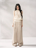 Beige Lace Halter Tank Top