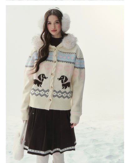 Vintage Fair Isle Dachshund Cardigan