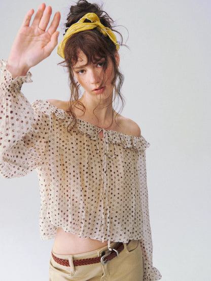 French Off-Shoulder Ruffle Top