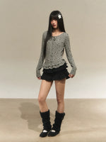 Star Ruffle Waist Knit Top