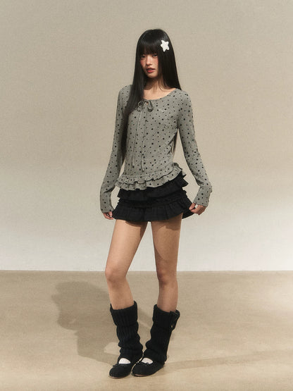 Star Ruffle Waist Knit Top