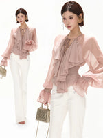Ruffle V-Neck Blouse