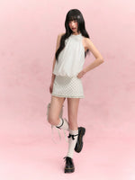 White Polka Dot Ruffle Skirt