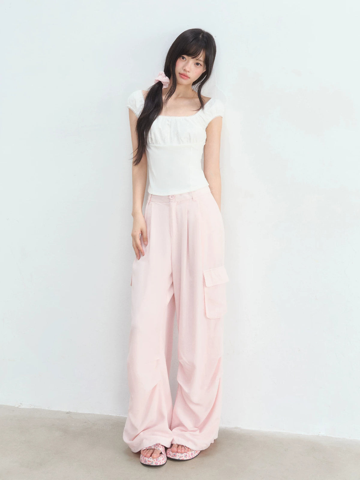 Pink Utility Wide-Leg Pants