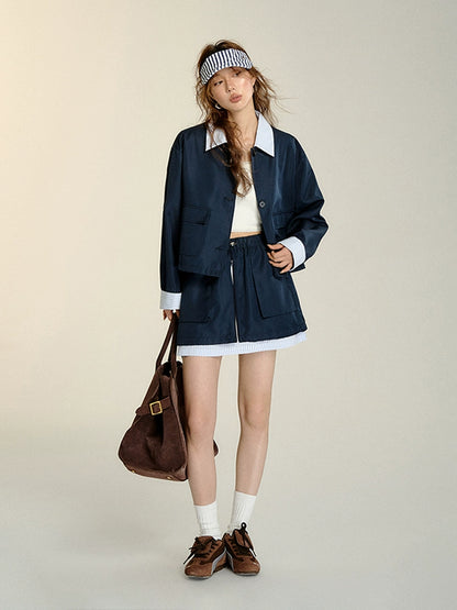Patchwork Striped Trench