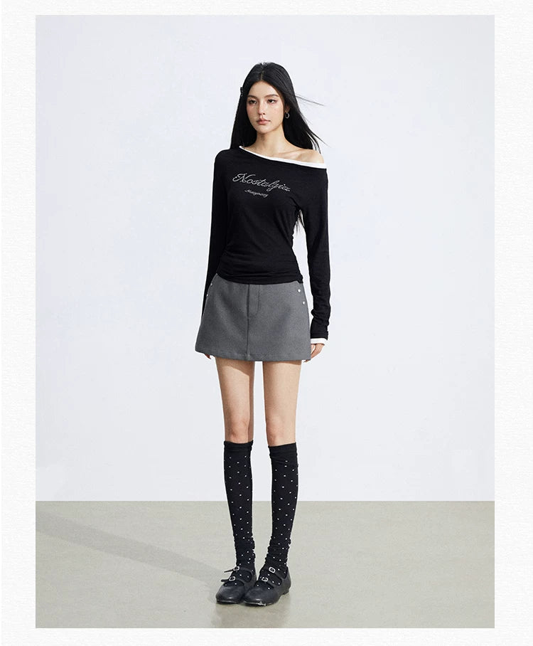 Asymmetric Rhinestone Tee