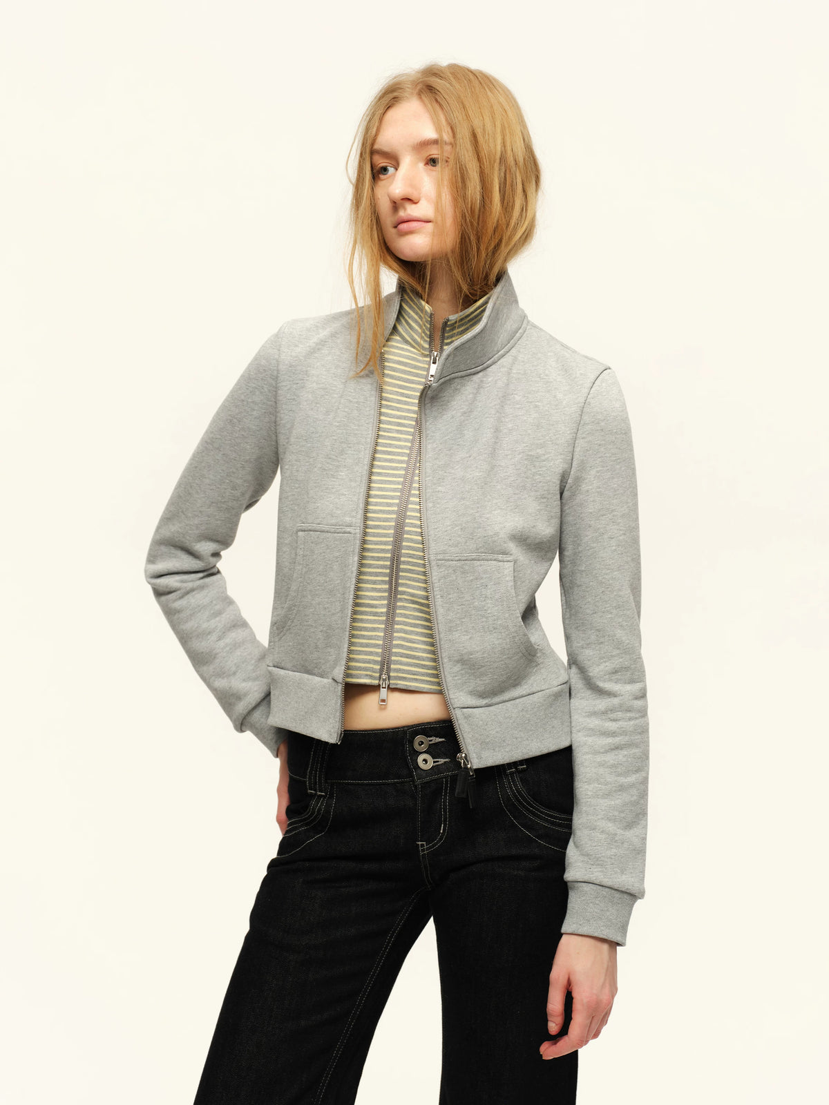 Double Zip Sweatshirt Jacket