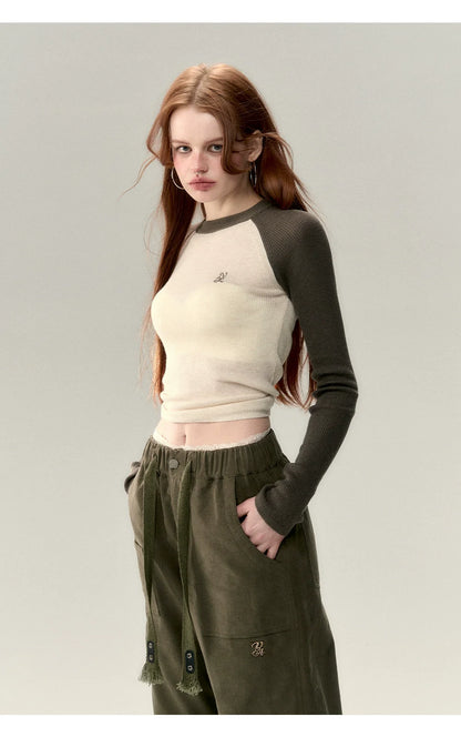 Apricot &amp; Coffee Wool Knit Sweater