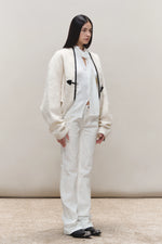 Toggle Trim Diamond-Stitch Wool Coat