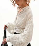 Striped Tie Waist Blouse