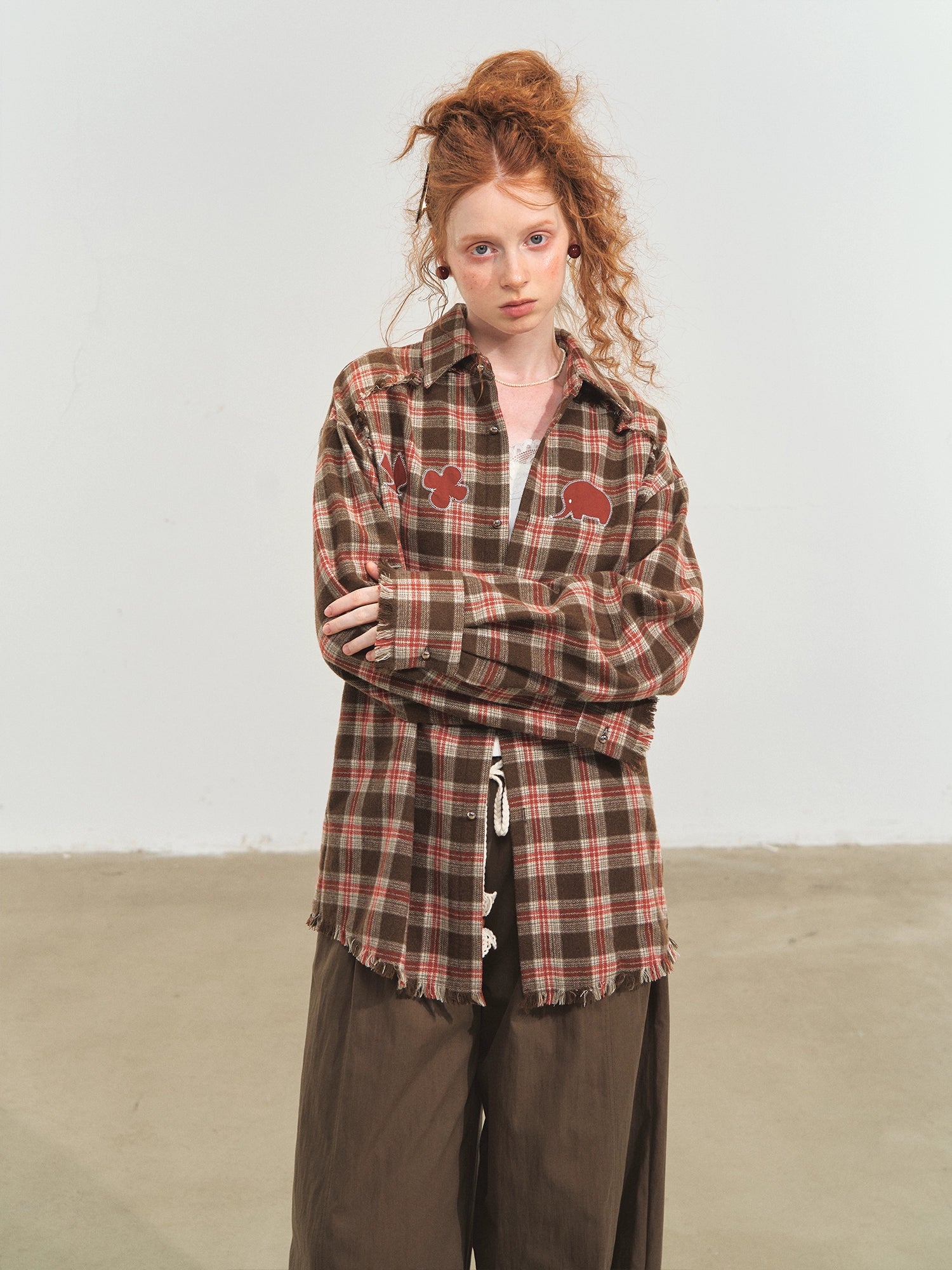 Blue &amp; Red Fringed Plaid Shirt
