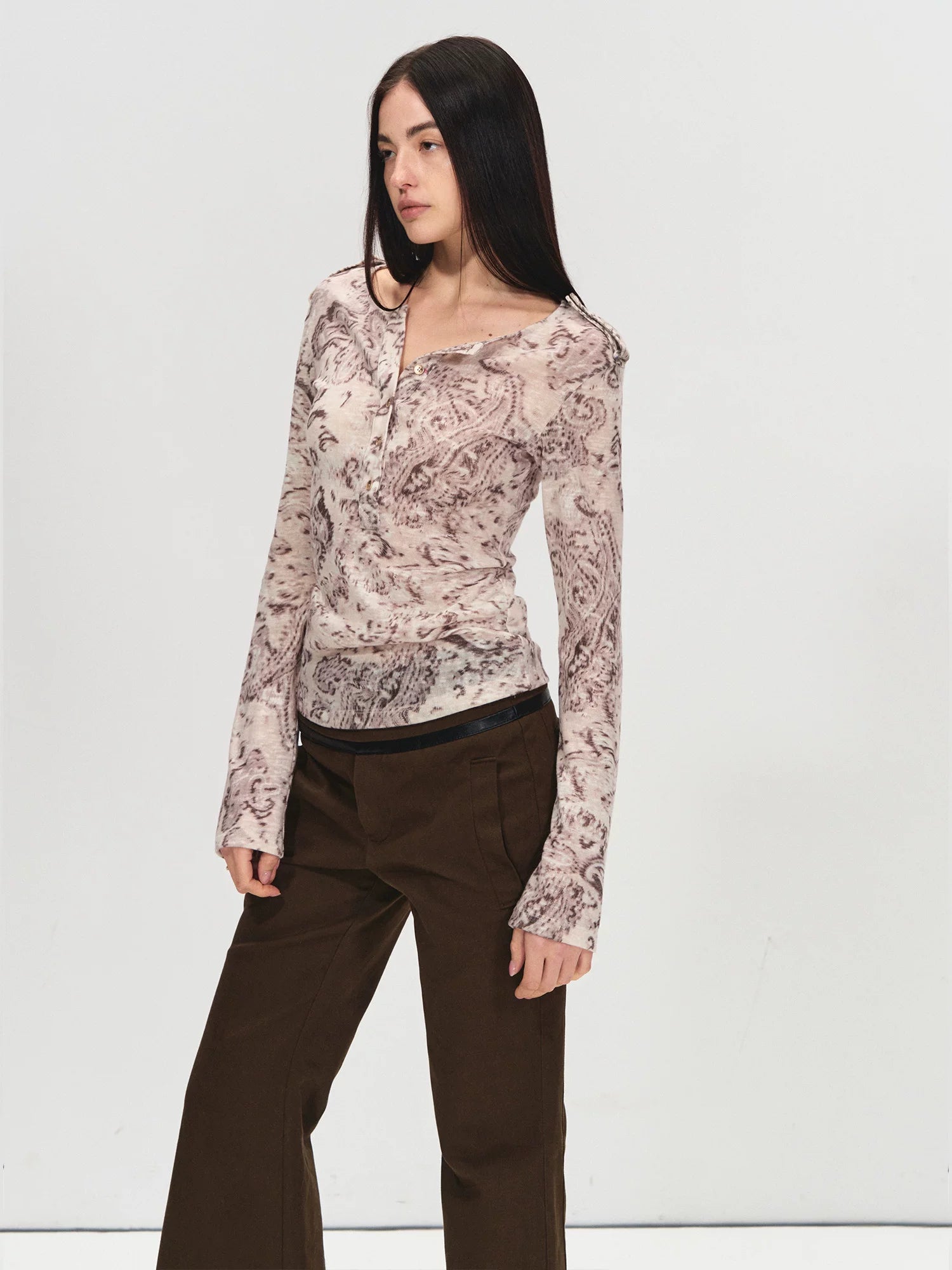 Paisley Henley Long Sleeve Tee