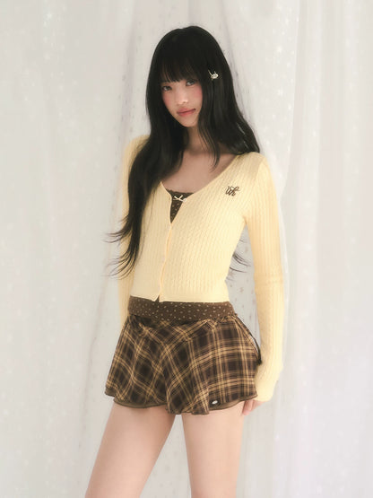 Jacquard V-Neck Knit Cardigan