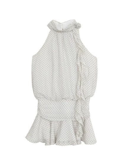 White Polka Halter Dress