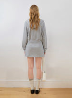 Contrast Embroidered Zip Hoodie & Skirt Set
