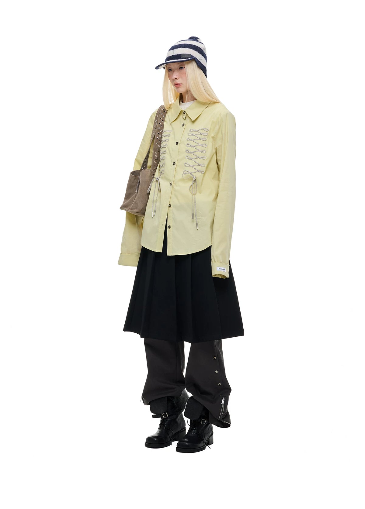Lace-Up Bow Detail Relaxed Shirt