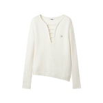 Deep-V Asymmetric Hem Knit Top