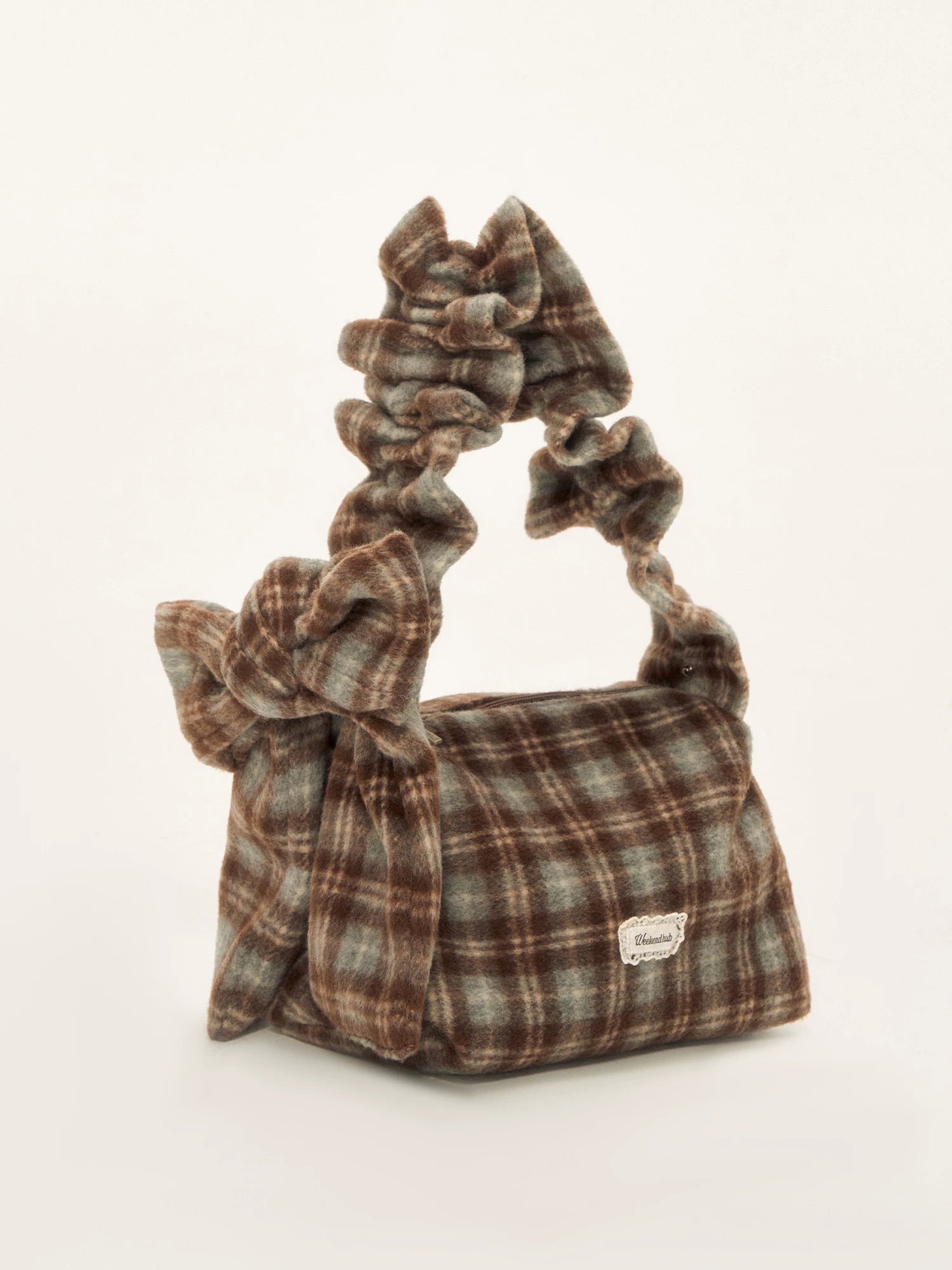 Brown Vintage Bow Plaid Bag