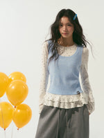 Blue & Black Knit Vest Set