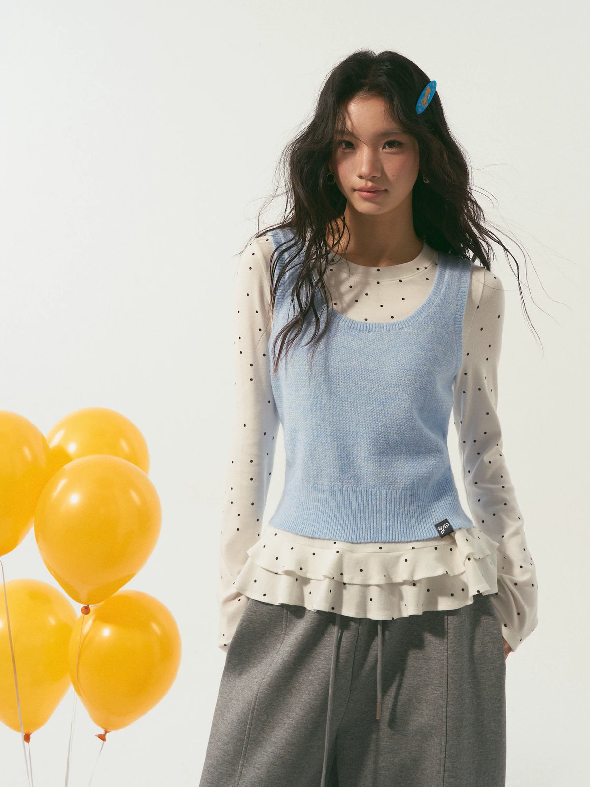Blue &amp; Black Knit Vest Set