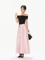 Off-Shoulder Satin Maxi Dress