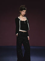 Tweed Galaxy Shimmer Chain Halter Camisole & Cardigan Set