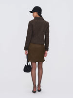 Metal-Button Wool-Blend Structured Short Jacket