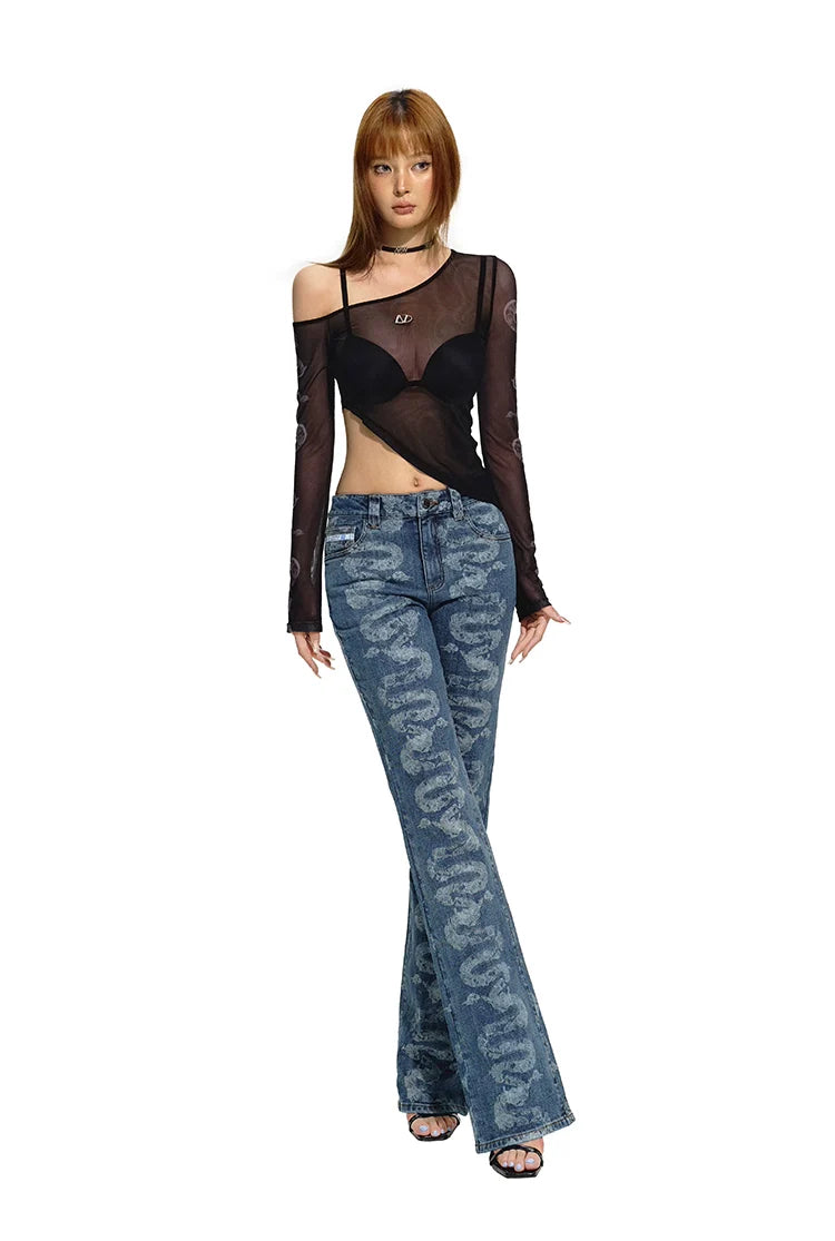 Blue Low-Waist Skinny Straight-Leg Jeans
