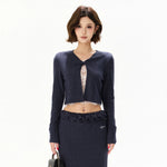 Navy Lace Layered Knit Set