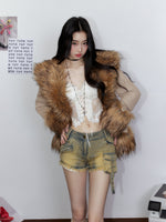Knitted Fur Thickened Waist-Cinching Coat
