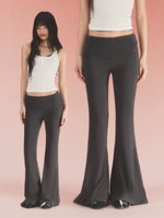 Black Fold Waist Flare Pants