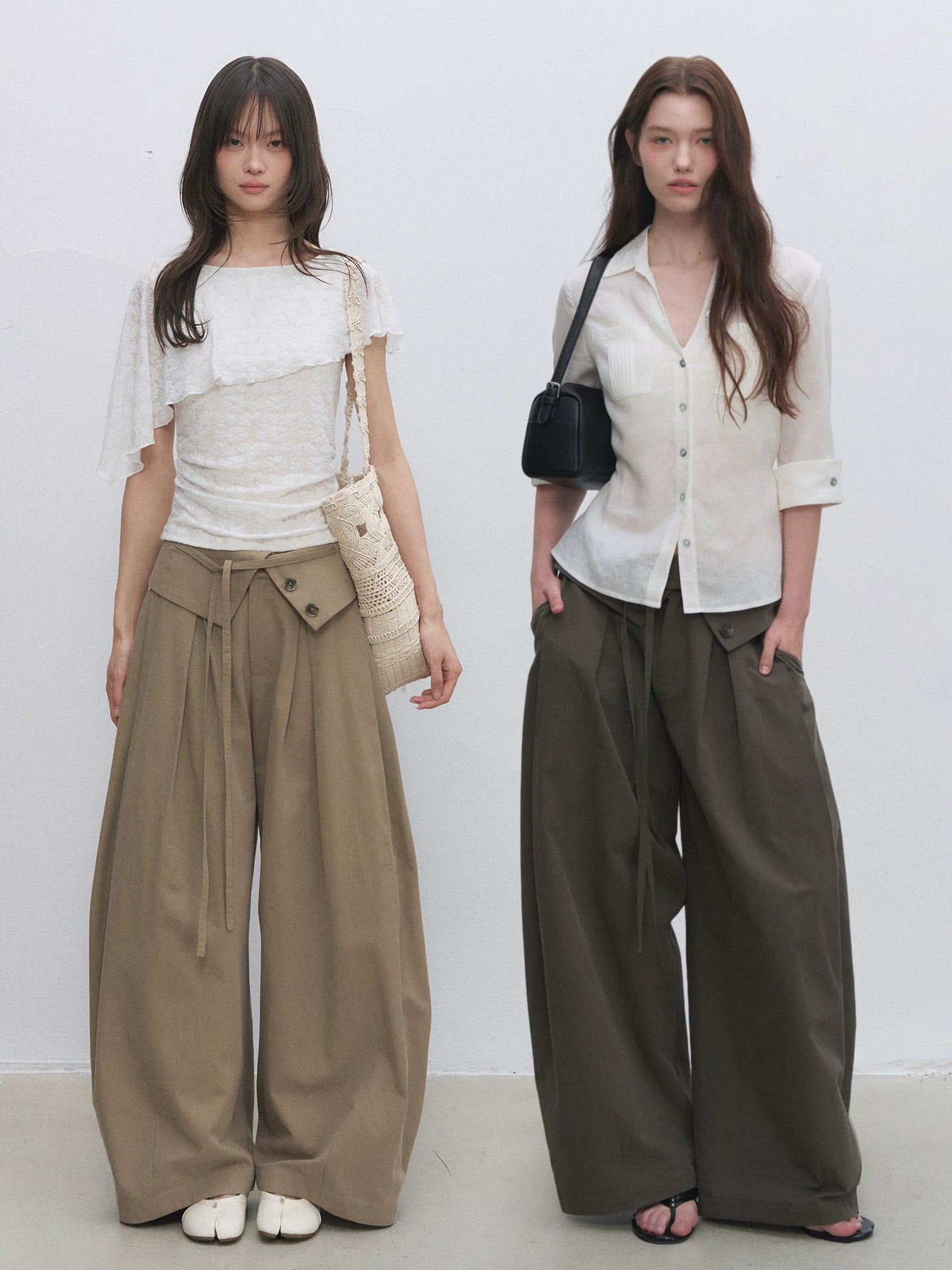 Lyocell Cotton Wide-Leg Casual Pants