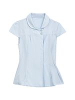 Light Blue Preppy Double-Breasted Shirt