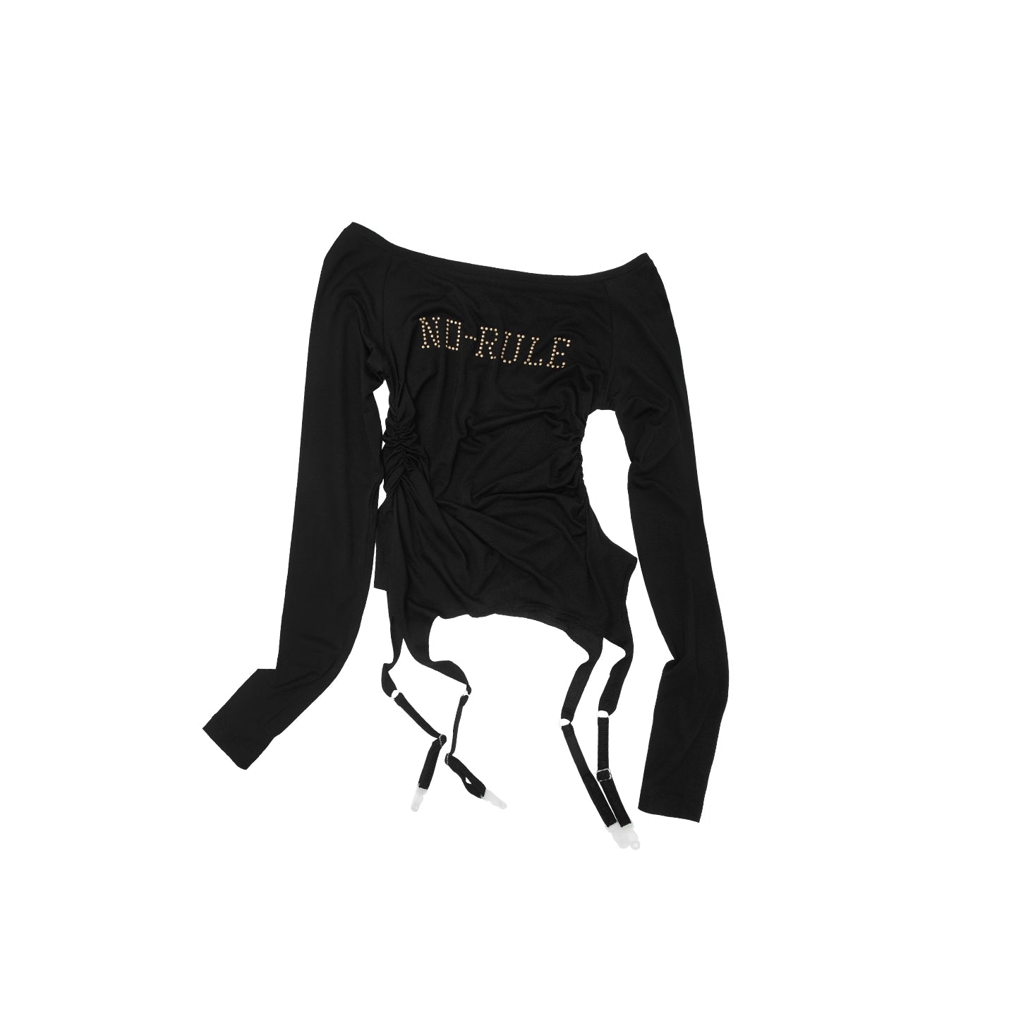 Garter Rhinestone Ruched Knit Top