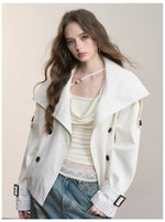 Vintage Pleated Stand Collar Jacket