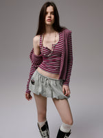 Double-Face Striped Knit 3-Piece Set