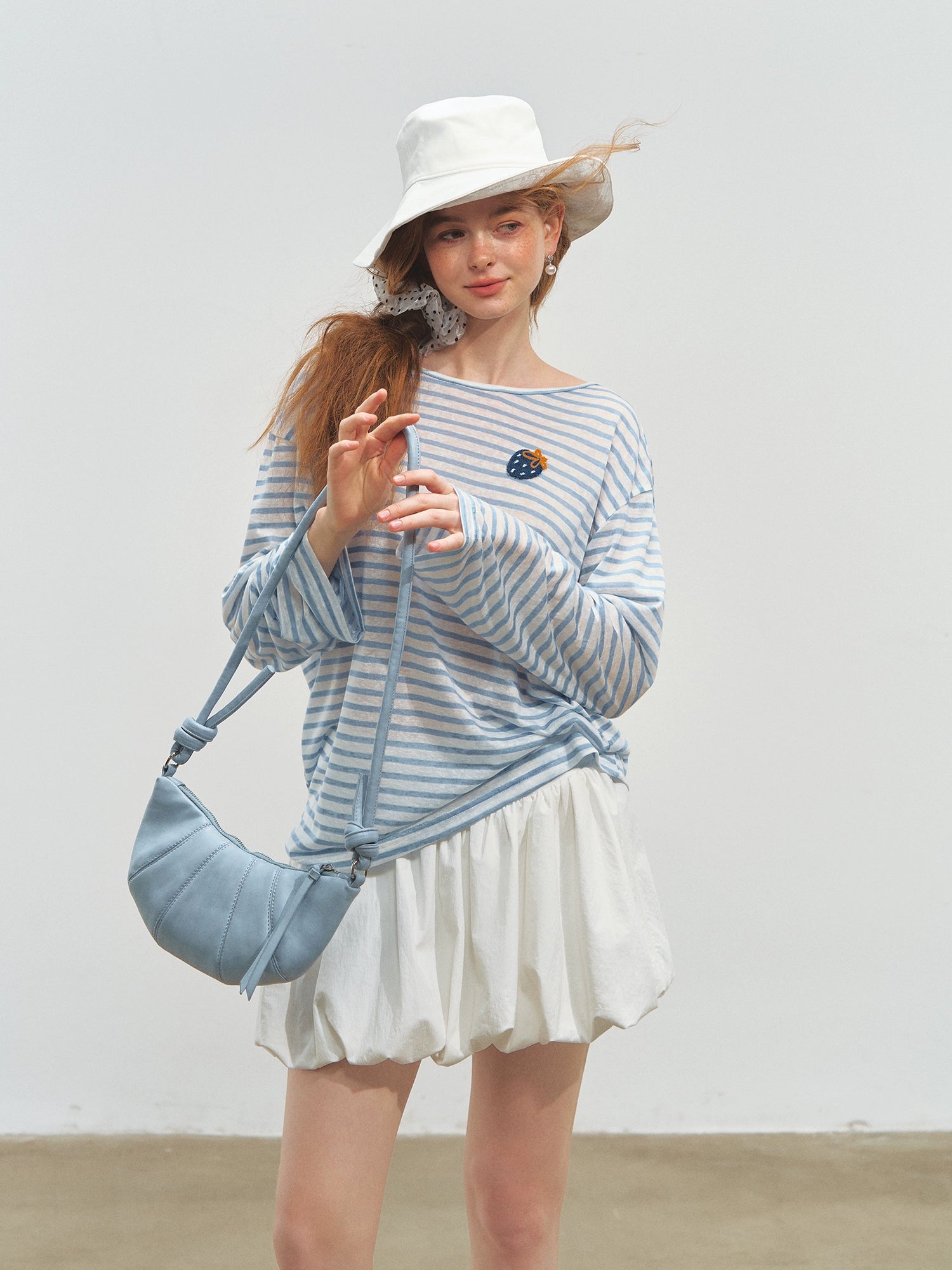White Ballet-style Puff Midi Skirt