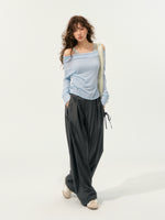Fake Two-Piece Color-Block Draped Collar Knit Top