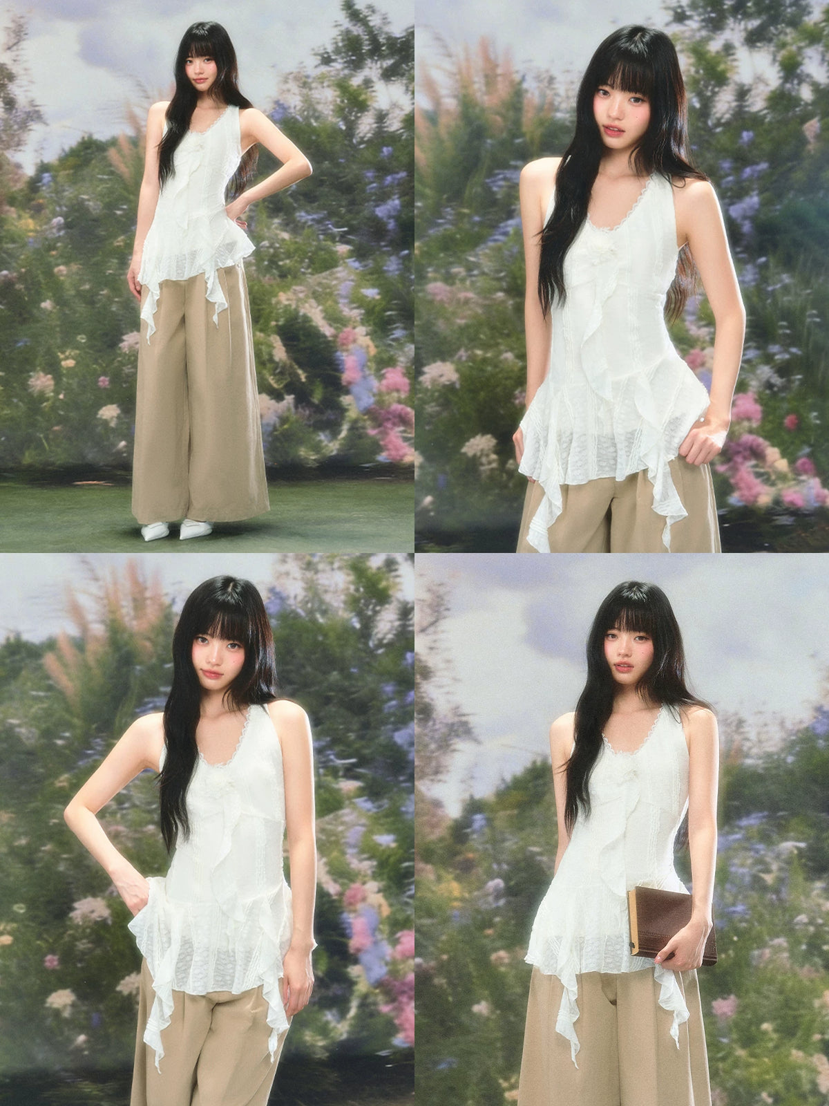 Lace Ruffle V-Neck Tank
