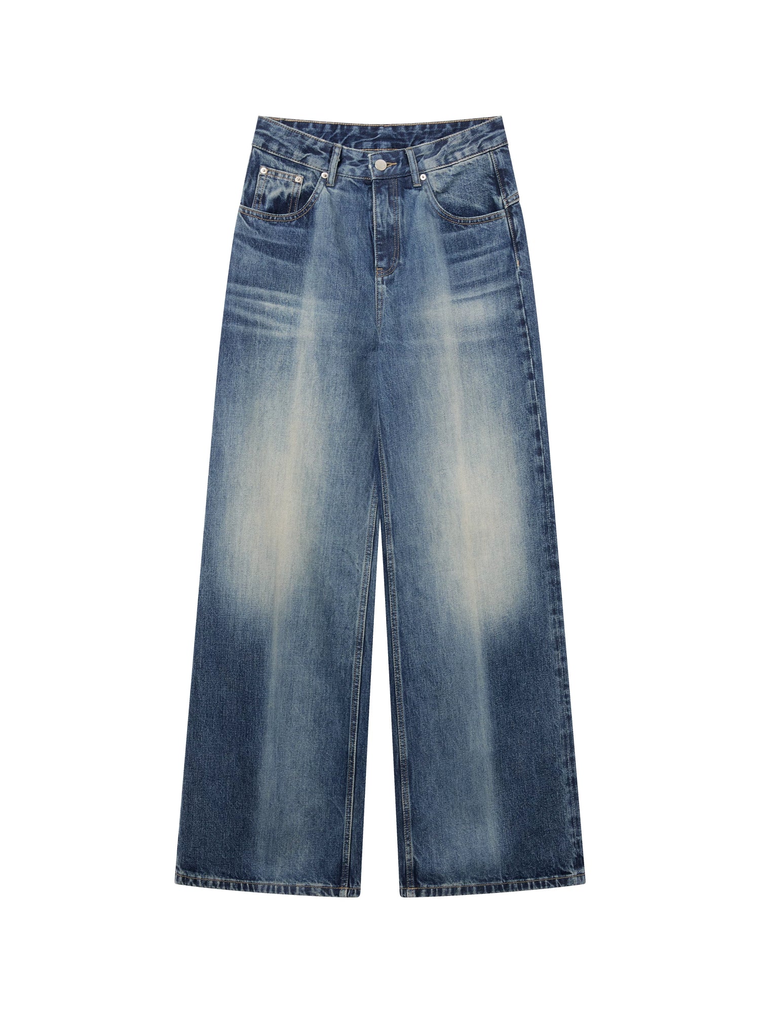 Laser Wash Straight Jeans