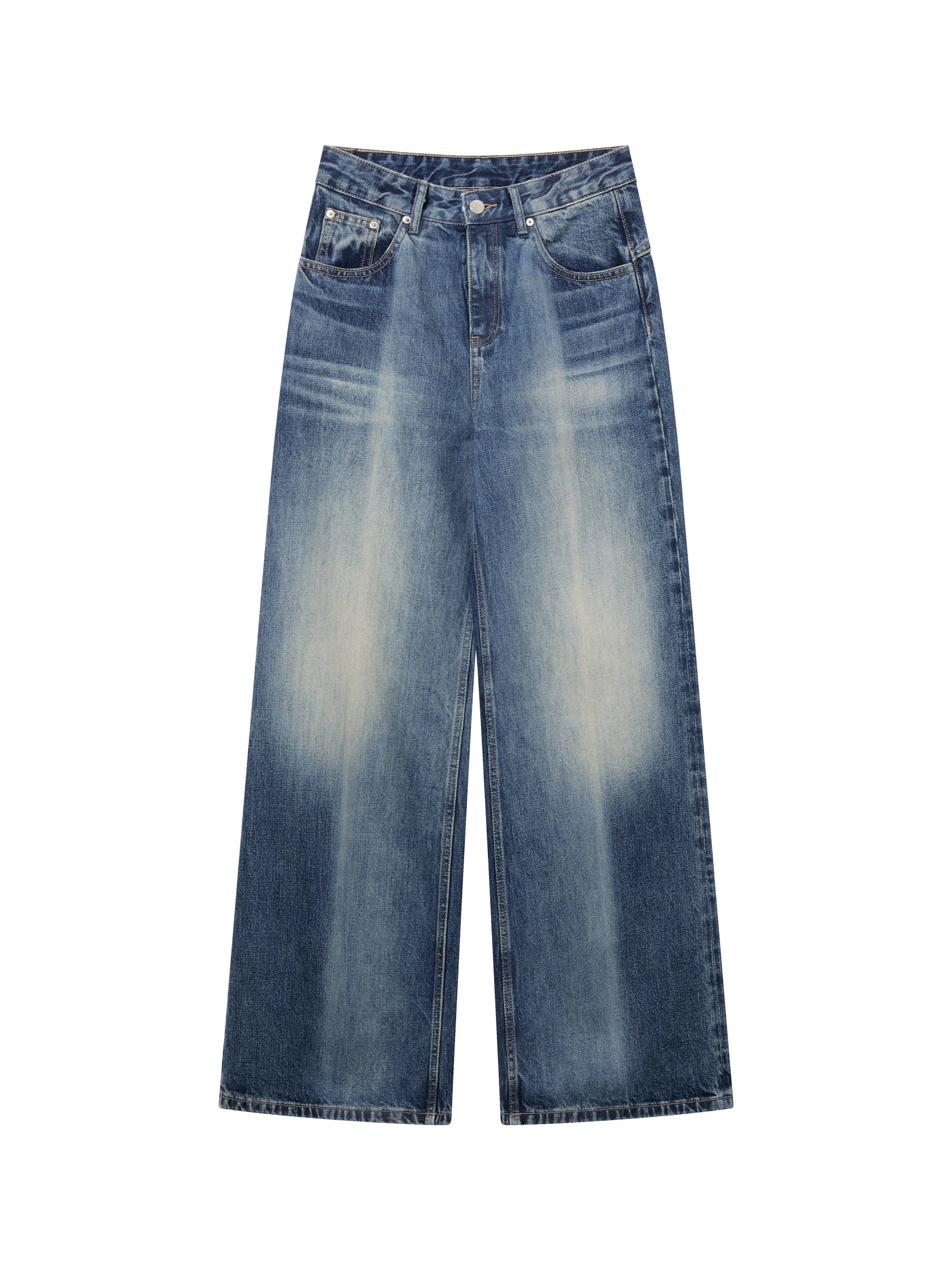 Laser Wash Straight Jeans