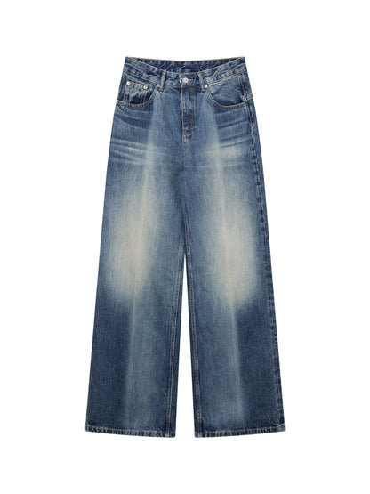 Laser Wash Straight Jeans