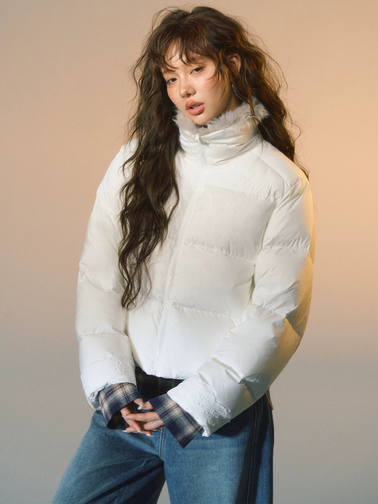 Fur-Trim Short Puffer