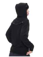 Black Studded Stripe Zip Hoodie