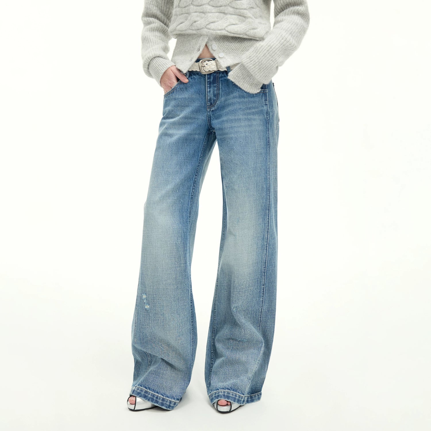 Light Blue Wash Distressed Jeans