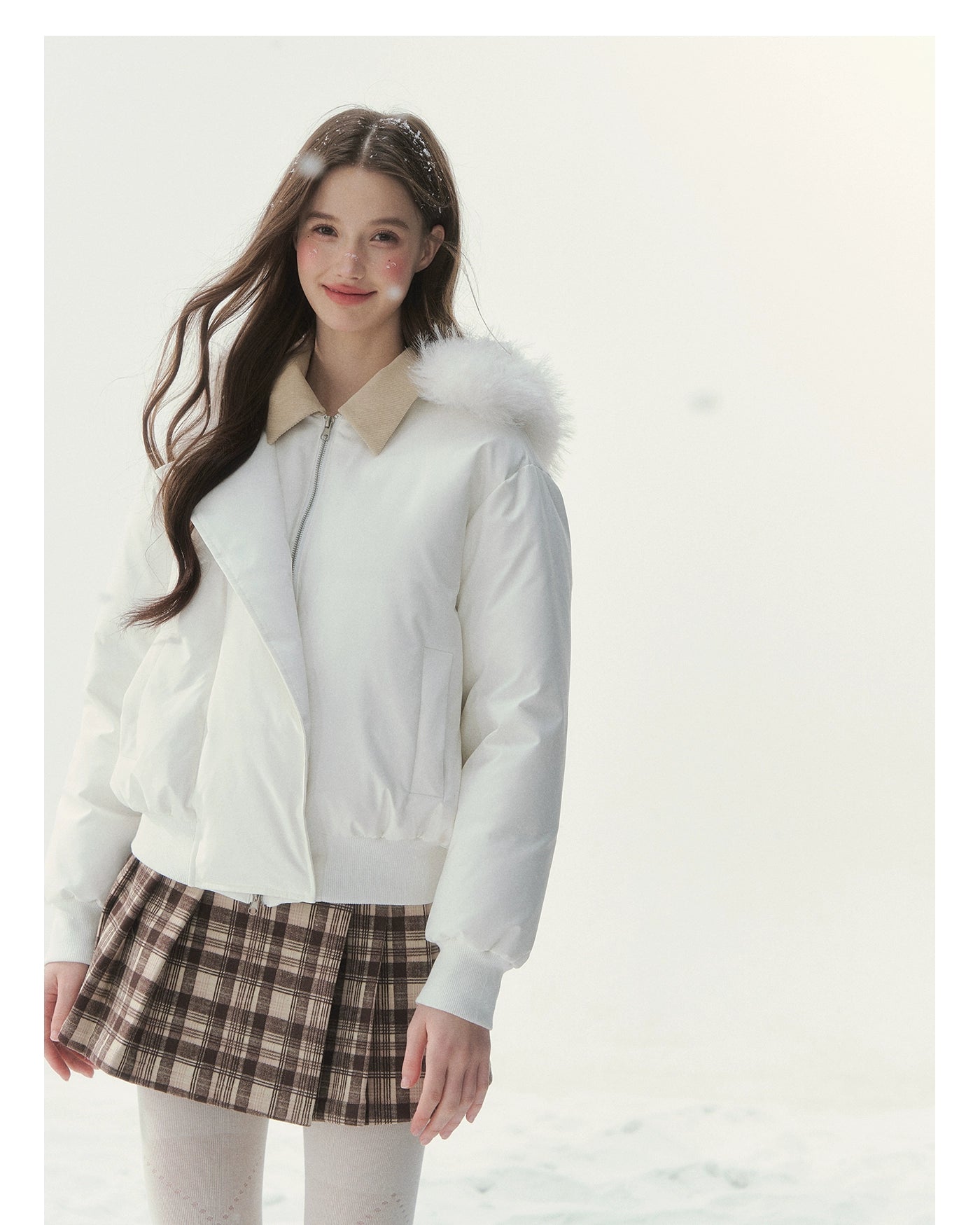 "Snow Envelope" Faux-fur Collar Down Coat
